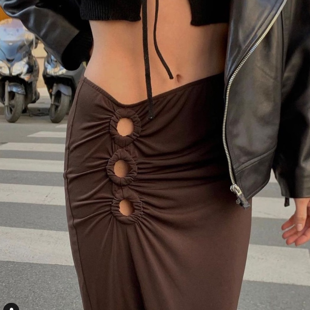 MUSER PARIS stretch-woven midi skirt